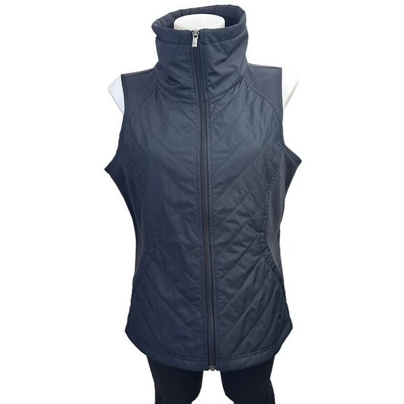 COLUMBIA woMens Black lightweight Fleece & softshell zip puffer vest medium - Picture 1 of 8